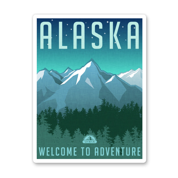 Alaska Travel Poster Style Sticker