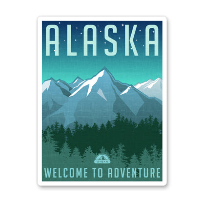 Alaska Travel Poster Style Sticker
