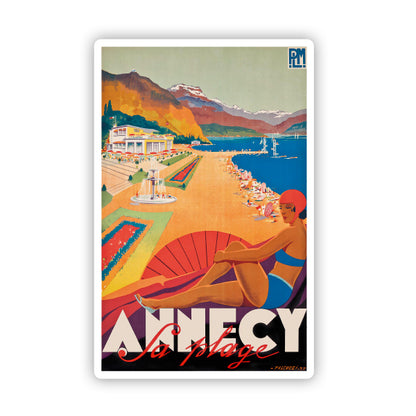 Annecy Lac d'Annecy France Travel Poster Advertising Sticker
