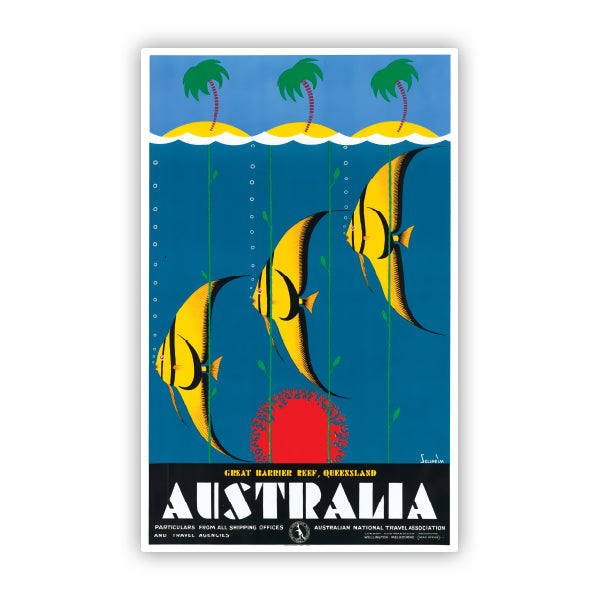 Australia Great Barrier Reef Vintage Travel Sticker