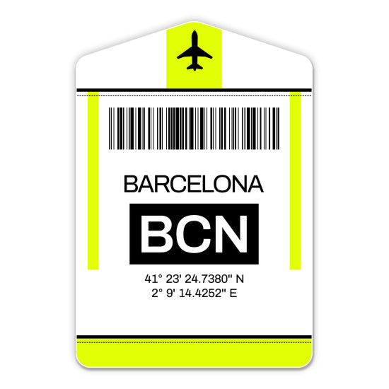 Barcelona Airport Code BCN Luggage Tag Style Sticker