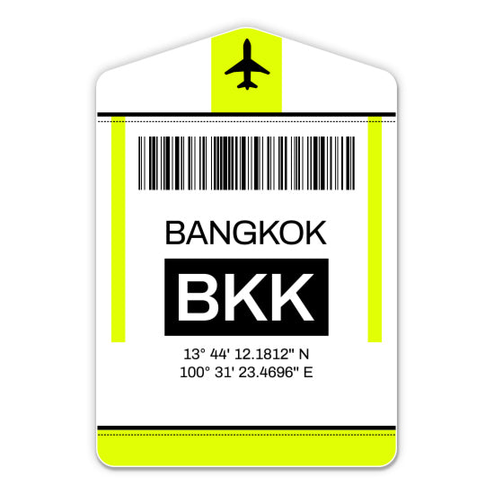 Bangkok Airport Code BKK Luggage Tag Style Sticker