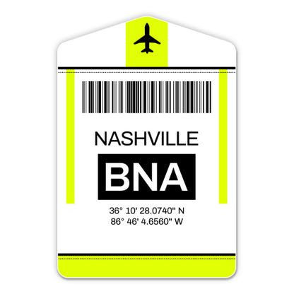 Nashville Airport Code BNA Luggage Tag Style Sticker