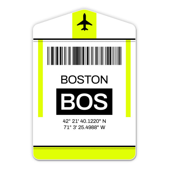 Boston Airport Code BOS Luggage Tag Style Sticker