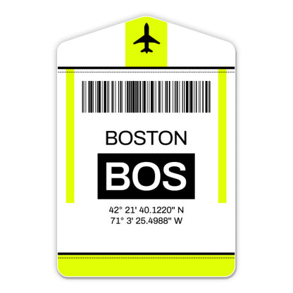 Boston Airport Code BOS Luggage Tag Style Sticker