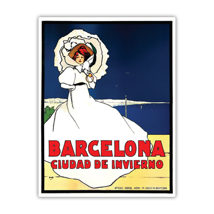 Barcelona Vintage Travel Sticker