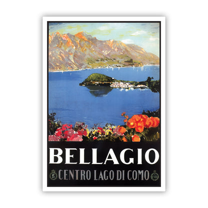 Bellagio Centro Lago di Como Lake Italy Vintage Travel Sticker