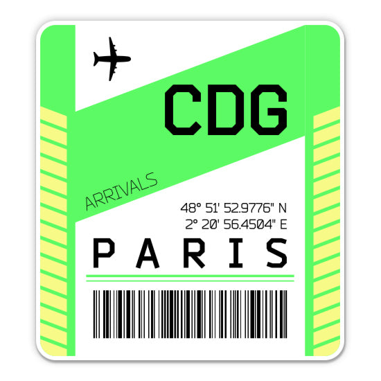 Paris Airport Code CDG Luggage Tag Style Sticker