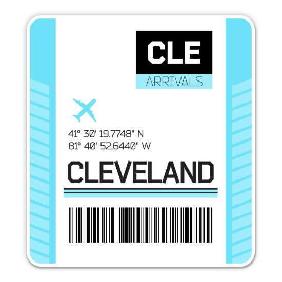 Cleveland Airport Code CLE Luggage Tag Style Sticker