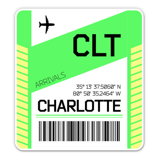 Charlotte Airport Code CLT Luggage Tag Style Sticker