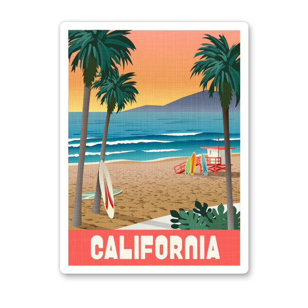California Retro Travel Poster Style Sticker