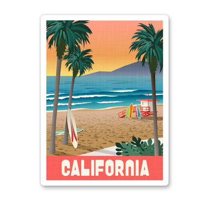 California Retro Travel Poster Style Sticker