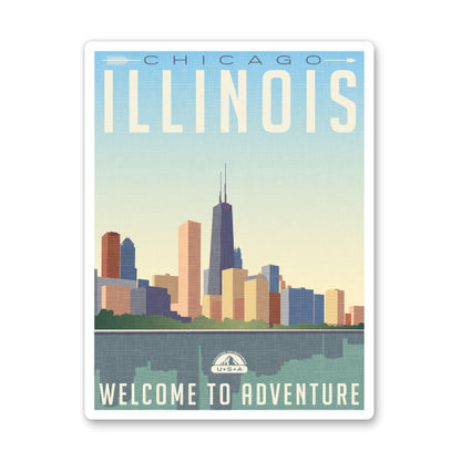 Chicago Illinois Travel Poster Style Sticker