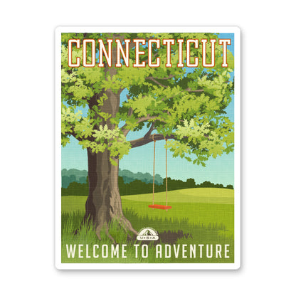 Connecticut Travel Poster Style Sticker