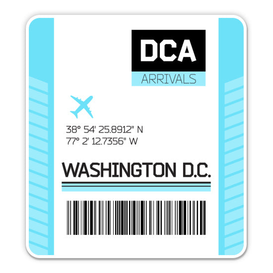 Washington DC Airport Code DCA Luggage Tag Style Sticker