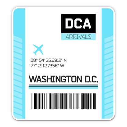 Washington DC Airport Code DCA Luggage Tag Style Sticker