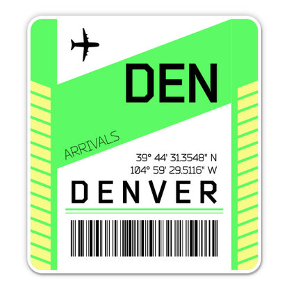 Denver Airport Code DEN Luggage Tag Style Sticker
