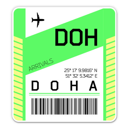 Doha Airport Code DOH Luggage Tag Style Sticker