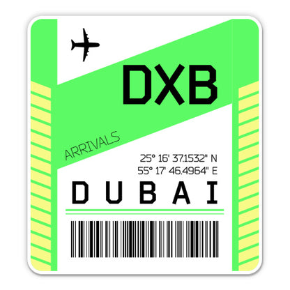 Dubai Airport Code DXB Luggage Tag Style Sticker