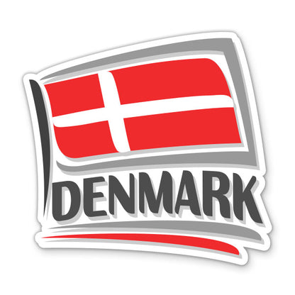 Denmark Travel with Flag Sticker