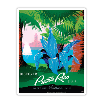 Discover Puerto Rico Vintage Travel Sticker