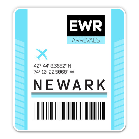 Newark Airport Code EWR Luggage Tag Style Sticker