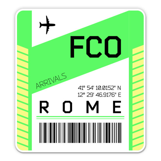 Rome Airport Code FCO Luggage Tag Style Sticker