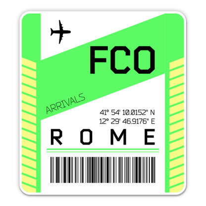 Rome Airport Code FCO Luggage Tag Style Sticker