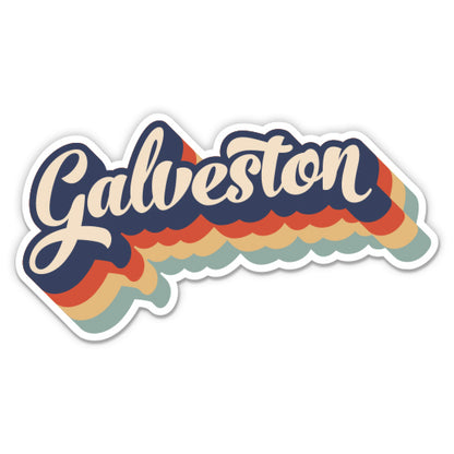 Galveston Texas Retro Sticker