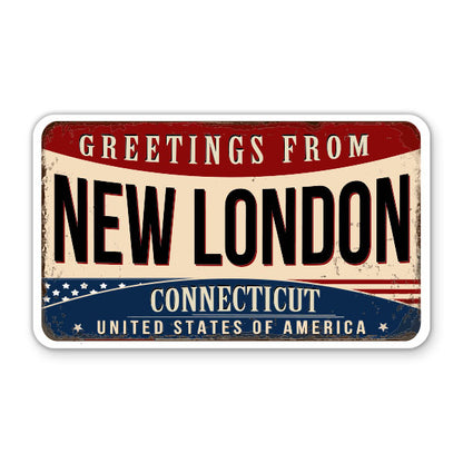 Greetings From New London Connecticut Sticker