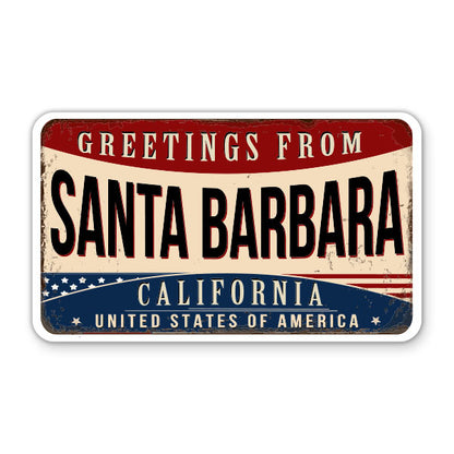 Greetings From Santa Barbara California Sticker