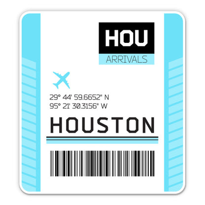 Houston Airport Code HOU Luggage Tag Style Sticker