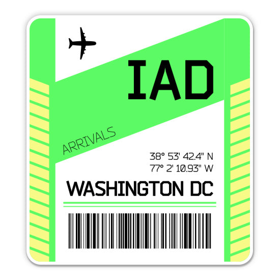 Washington DC Airport Code IAD Luggage Tag Style Sticker