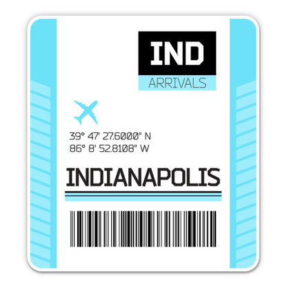 Indianapolis Airport Code IND Luggage Tag Style Sticker