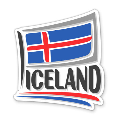 Iceland Travel with Flag Sticker