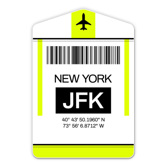 New York Airport Code JFK Luggage Tag Style Sticker