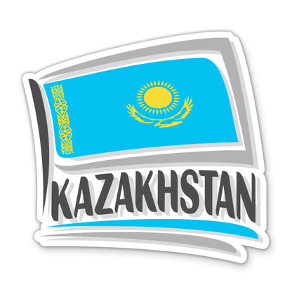Kazakhstan Travel with Flag Sticker