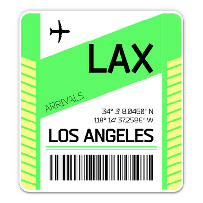 Los Angeles Airport Code LAX Luggage Tag Style Sticker