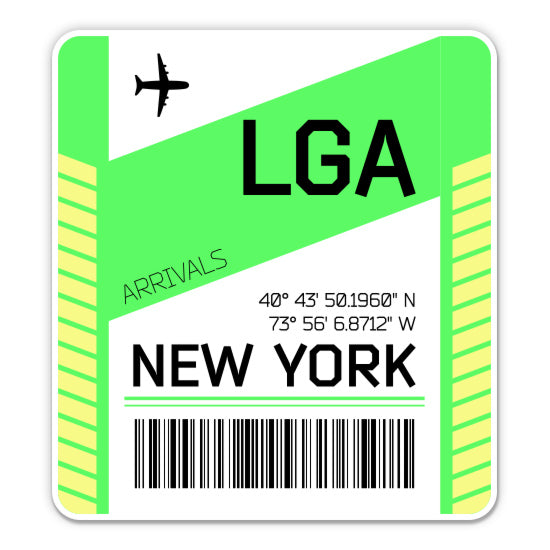 New York Airport Code LGA Luggage Tag Style Sticker