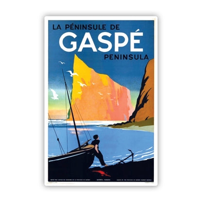 La Peninsule de Gaspe Peninsula Quebec Vintage Travel Sticker