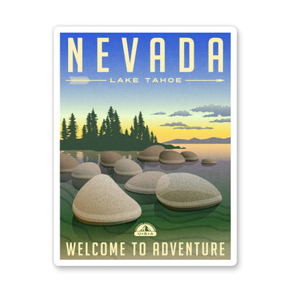 Lake Tahoe Nevada Travel Poster Style Sticker