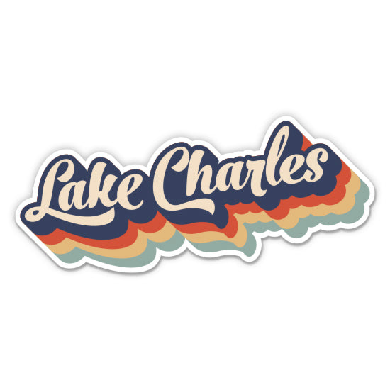 Lake Charles Louisiana Retro Sticker
