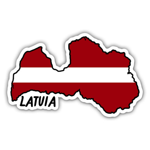 Latvia Map with Flag Sticker