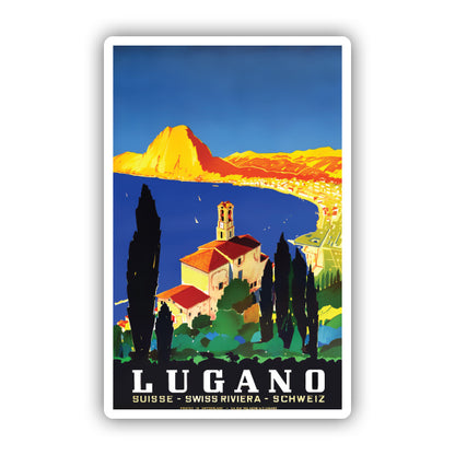 Lugano Switzerland Vintage Travel Sticker