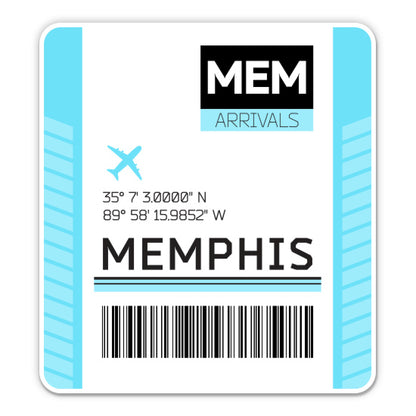 Memphis Airport Code MEM Luggage Tag Style Sticker