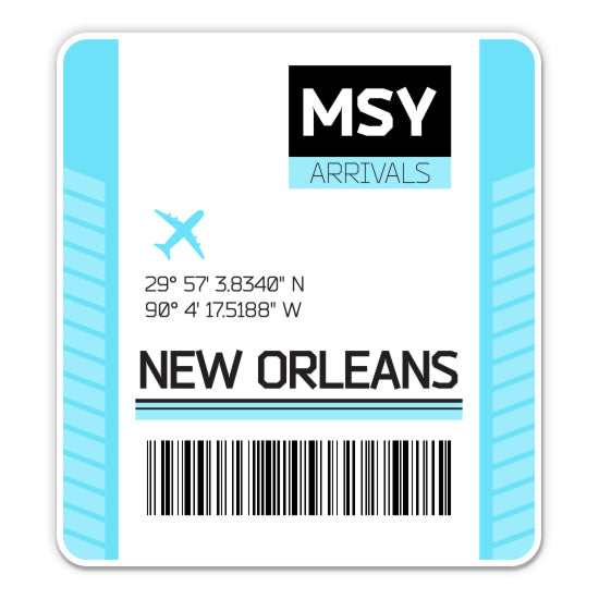 New Orleans Airport Code MSY Luggage Tag Style Sticker