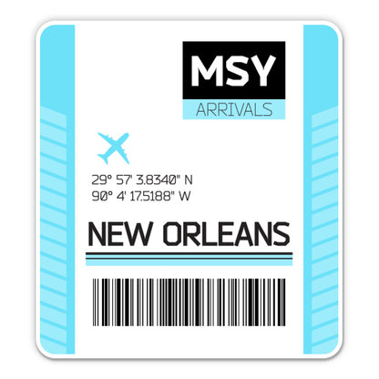New Orleans Airport Code MSY Luggage Tag Style Sticker