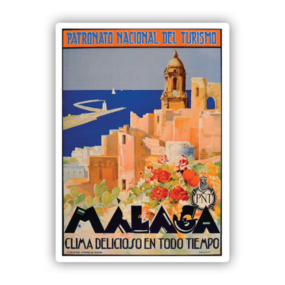 Malaga Spain Vintage Travel Sticker