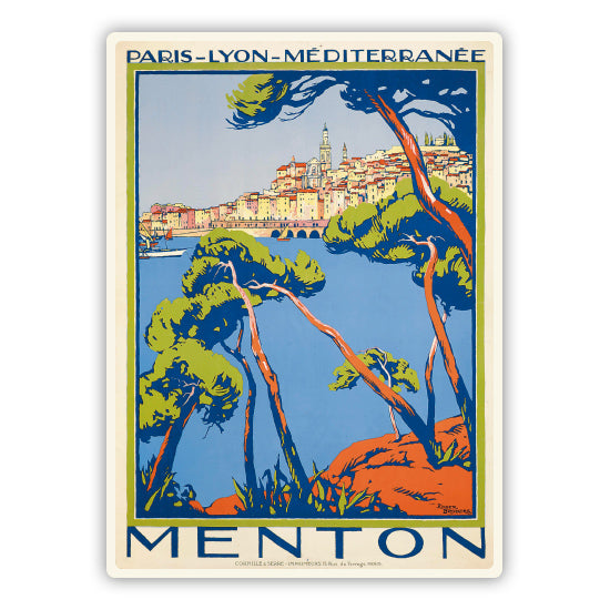 Menton Cote D'Azur Travel Poster Advertising Sticker