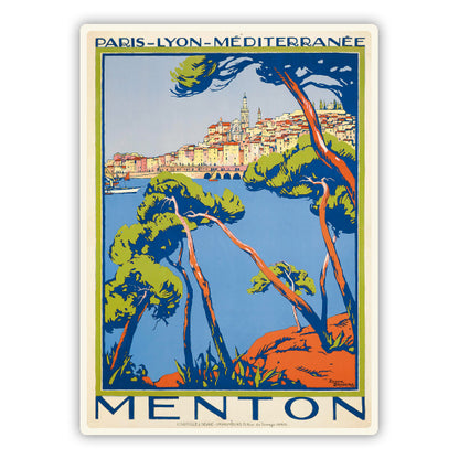 Menton Cote D'Azur Travel Poster Advertising Sticker